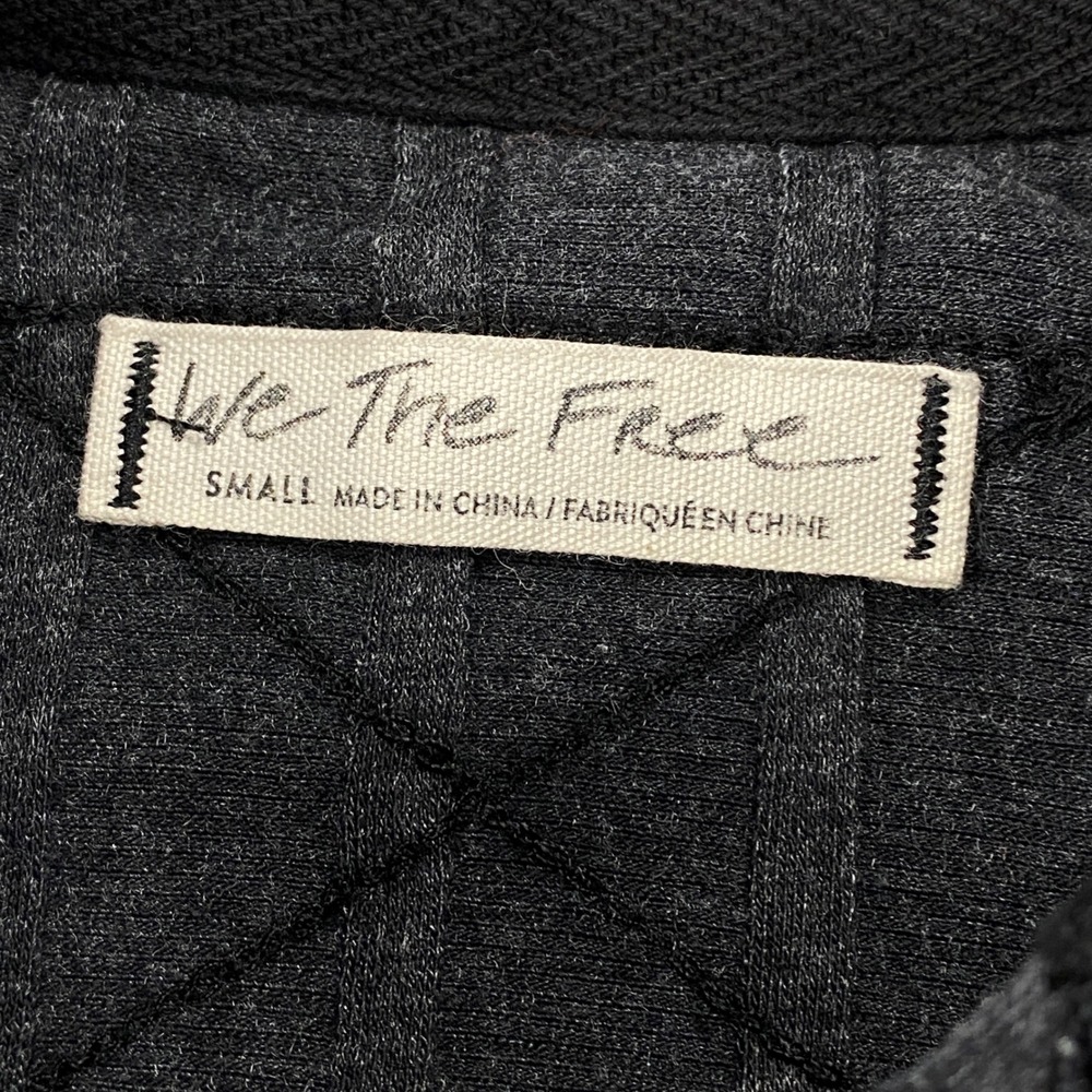 We The Free Free People Ribbed Henley‎ Top Gray Long Sleeve Boxy Small - Picture 2 of 8